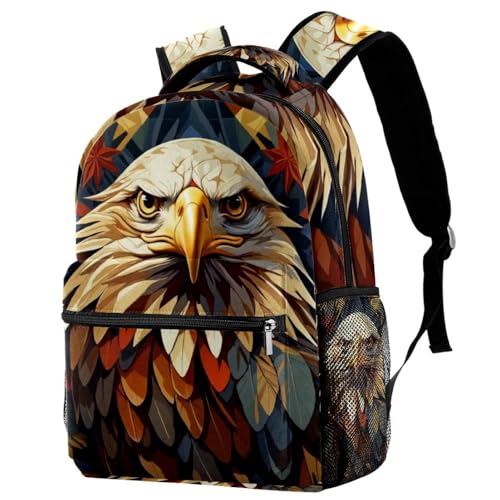 Sac à dos de voyage compact grand volume avec porte-bouteille solide et motif aigle stylé