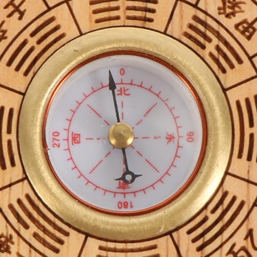 Brújula Feng Shui de Madera con Escala de Grados, Compacta, Redonda, Madera de Durazno miniatura 5