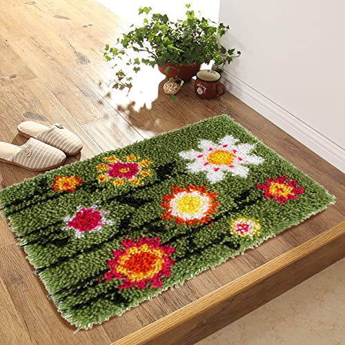 Image of YOOLOOKY Latch Hook Kits for Adults /Beginners Printed Canvas Embroidery Tapestry Handmade Rug Home Sofa Decoration 20.5 inch X 15 inch (Wildflower)