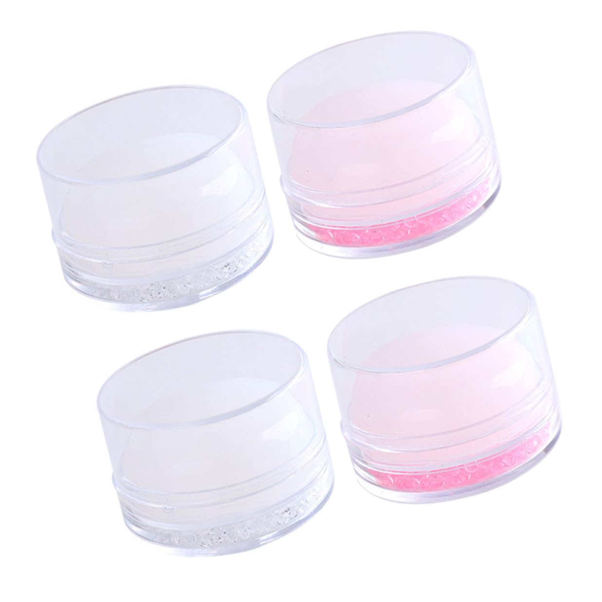 4Pcs Silicone Manicure Stampers Nail Art Transfer Tools DIY Nail Stamping Accessories for Home Salon Stampers Kit Pink White