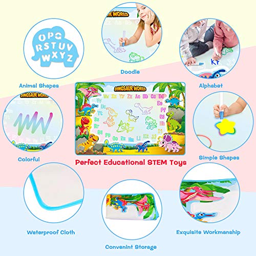 TECBOSS Water Doodle Mat, Kids Large Water Drawing Board Toys, Aqua Magic Mess-Free Painting Doodle Educational Toy for Age 2 3 4 5 6 Years Old - Thumbnail 5