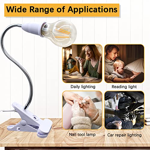 Clamp Light Socket,Clip Desk Lamp Socket,Clip Bulb Desk Lamp,Desk Light Adapter With Flexible Gooseneck,Clip On Light Socket With On/Off Switch,E26/E27 Clamp Light Bulb Stand (1Pc) #TOP6