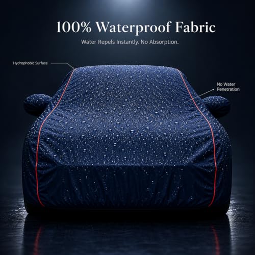 Image of Premium 100% Waterproof Car Cover for Ford Freestyle Model | All-Weather, UV & Dust Protection | Heavy-Duty 3-Layer Fabric | Custom Fit with Mirror & Antenna Pockets | Navy Blue