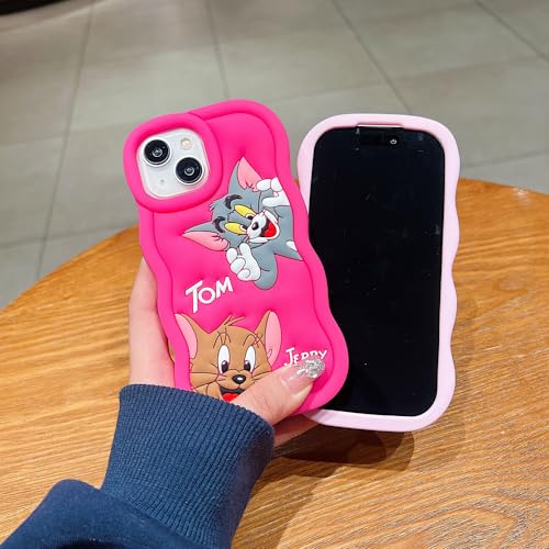 Image of MIDOS Back Cover Compatible with iPhone 15 Plus Soft Silicone 3D Cute Cartoon Full Protective Case for iPhone 15 Plus (Pink)