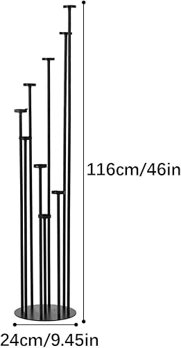 Miniatura 5 de 2 portavelas altos para velas de pilar, candelabros negros de 9 brazos, centro de mesa para velas de pilar cónico, centros de mesa florales de