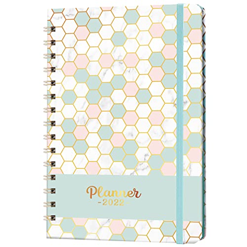 2022 Planner - Weekly & Monthly Planner 2022 with Tabs, 6.4" x 8.5", Jan 2022 - Dec 2022, Flexible Hardcover, Strong Twin-wire Binding, Inner Pocket, Elastic Closure