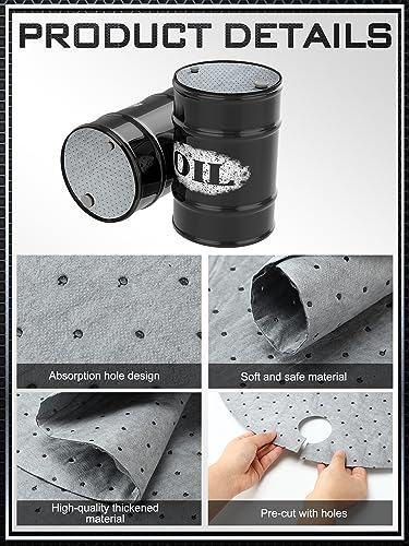 Image of Frienda 25 Pcs Drum Top Oil Absorbent Pads for 30 Gallon Drums Barrel Absorbent Pads Mat 17.7 inch Diameter Lid Oil Mat with Bungs 0.75 inch and 2 inch Diameter(Gray)