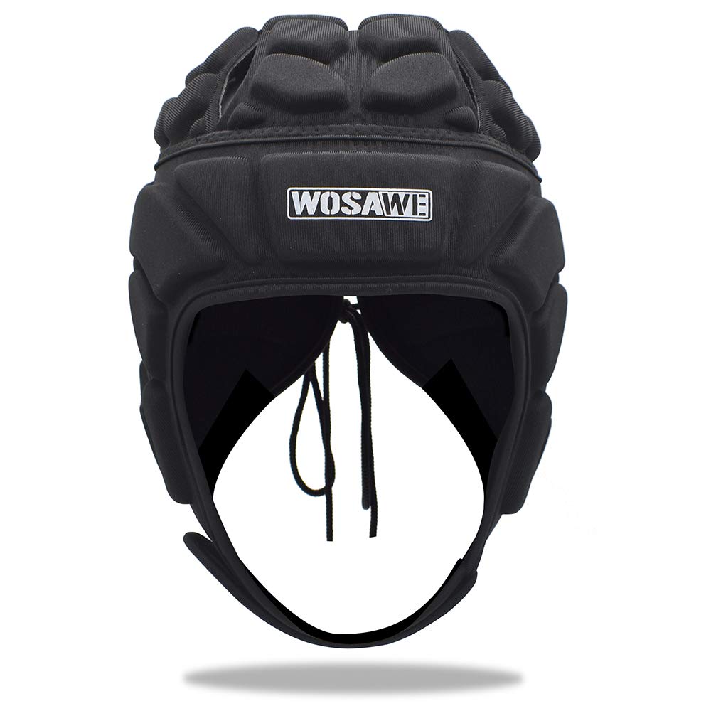 Torwarthelm Kopfschutz Helm, Umfassender Schutz Atmungsaktiv Verstellbares Design mit Luftlöchern Krempe, Spielhelm Schutzhelm für Fahrrad Sport Training Rugby Football Tormann, schwarz