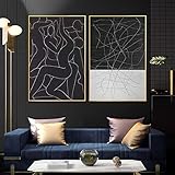 dsdsgog modern black white line abstract figure painting art canvas painting wall picture for living room decor poster e stampe 60x90cmx2 frameless