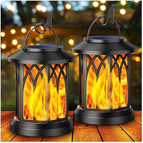 KOOPER Solar Hanging Lanterns with Flickering Flame Cover