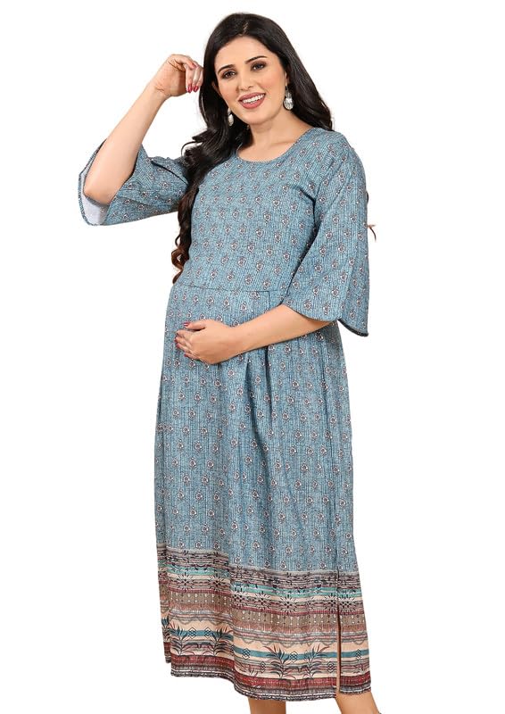 Image of RITIJYA Zipless Feeding Kurtis & Dresses for Women | Zipless Maternity Wear Gown Pregnancy Dress for Nursing Mothers | Viscose Rayon | Stylish & Comfortable | S to 4XL | Washable & Durable