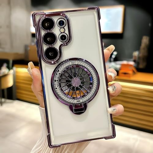 Coussin d'air antichoc Samsung S22 coque violette et dorée avec étui de protection
