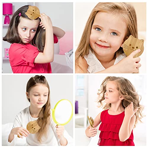 Bamboo Kids Detangling Hair Brush for Children Girls, Women - Cute Small Travel Brush with Cat Design - Image 2