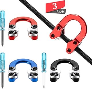 3 Sets Archery D Loop Compound Bow Metal D Loop Metal D Ring Buckle Release Nocking Loop with Screwdrivers for Hunting Accessories