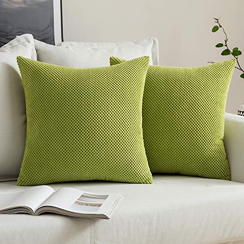 MIULEE 2er Set Kissenbezüge Dekokissen Körnig Dekorativ Kissenbezug Kissenhülle Sofakissen Deko Bezug Weich Zierkissen Kissen für Wohnzimmer Schlafzimmer 60x60cm Gelb-grün