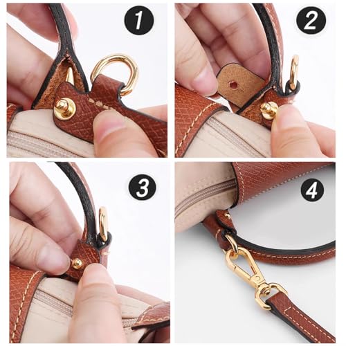 Image of Bag Leather Strap Replacement Crossbody Shoulder Straps for Xs MINI Pouch, No Damage Conversion Kits Accessories (MINI-Forest Green-Silver)