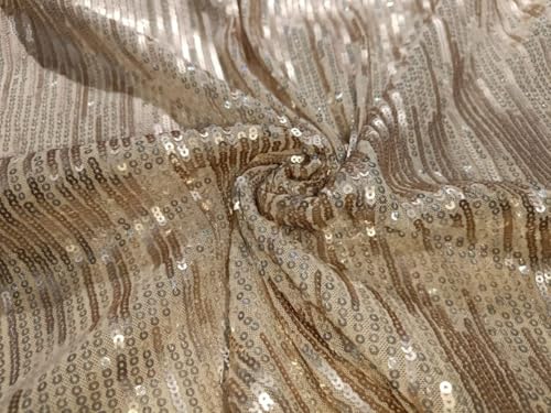 Tissu filet Lyra à sequins or et argent 147cm pour robe de soirée