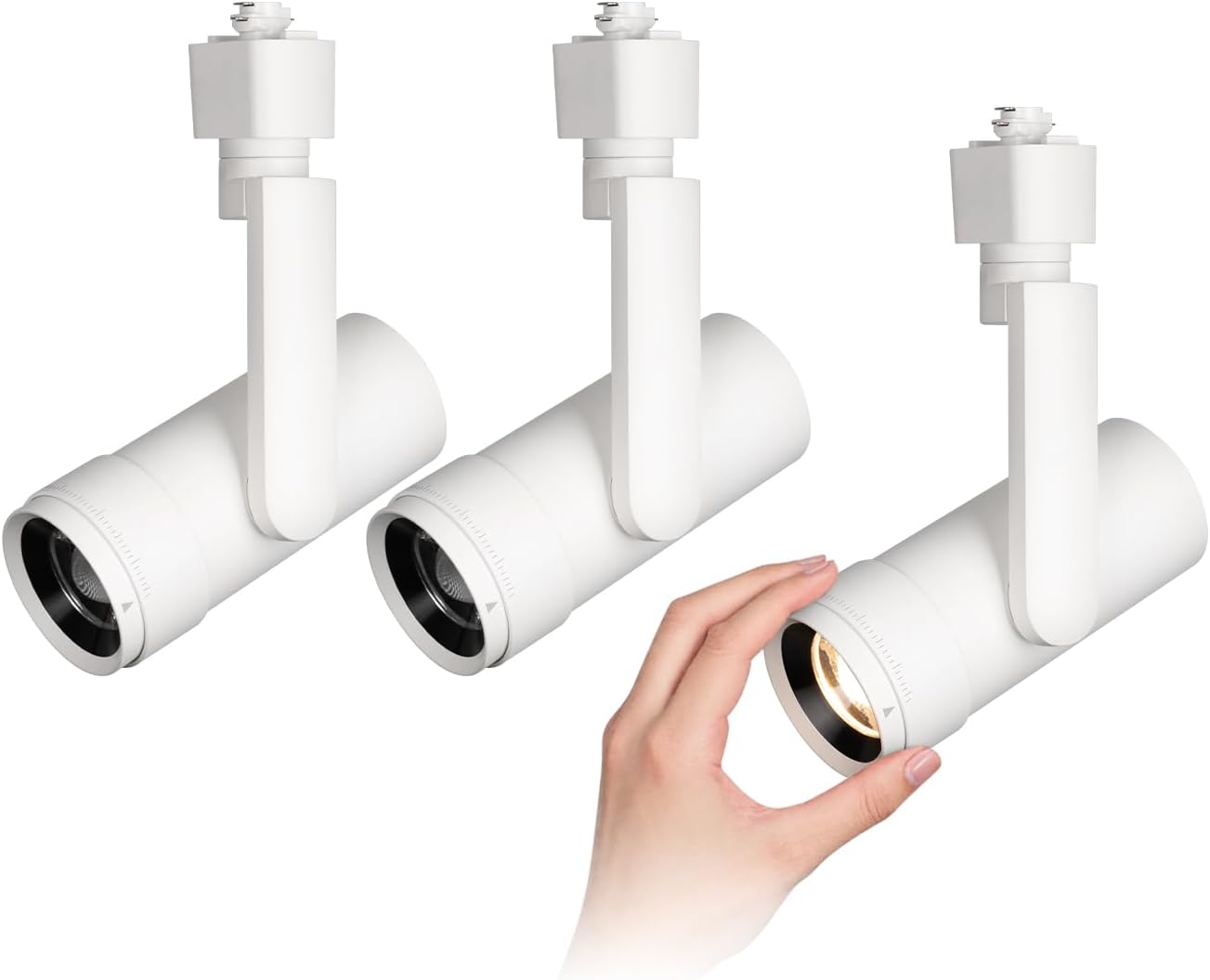 mirrea H Type LED Track Lighting Heads, Track Light Head with 24° to 60° Adjustable Beam Angle, 13.5W 90 CRI 3000K Warm White Painted, White Pack of 3