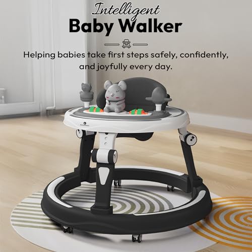 Image of StarAndDaisy 360 Baby Walker 6-24 Months / 7 Level Height Adjustment Walker for Kids Boy and Girl with Switchable Food & Musical Toy Tray /Premium Baby Activity Walker - Black
