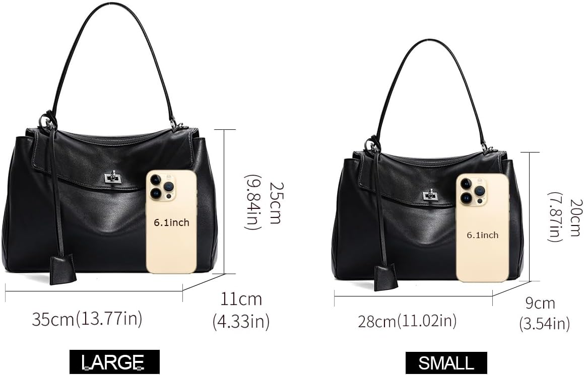 AIDRANI Genuine leather cowhide women's shoulder bag with detachable shoulder strap, flap buckle and underarm handbag purse - Image 2