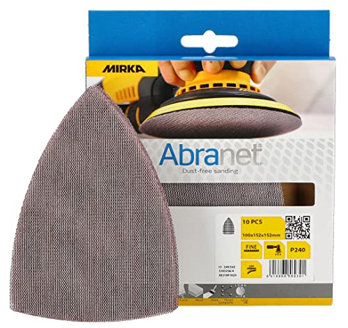 Abrasifs triangulaires Mirka Abranet Delta grain 240 ponçage bois et peinture 10x15 cm