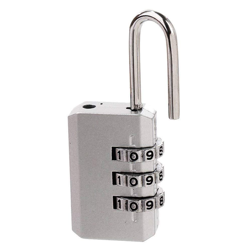 1PCS Metal 3 Digit Combination Lock Mini Suitcase Luggage Lock Gym Cabinet Security Padlock for Outdoor Travel Trip Use Silver