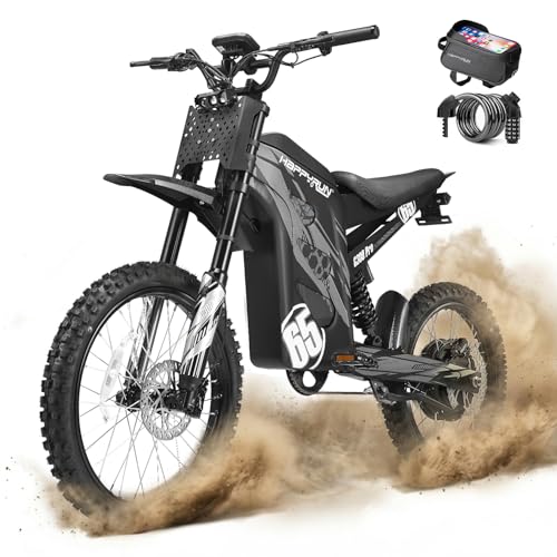 HAPPYRUN G300 Pro Adult Electric Dirt Bike 6500W Motor 50MPH Top Speed 72V 30Ah Removable Battery 70Mile Range Hydraulic Brakes 350LBS Load
