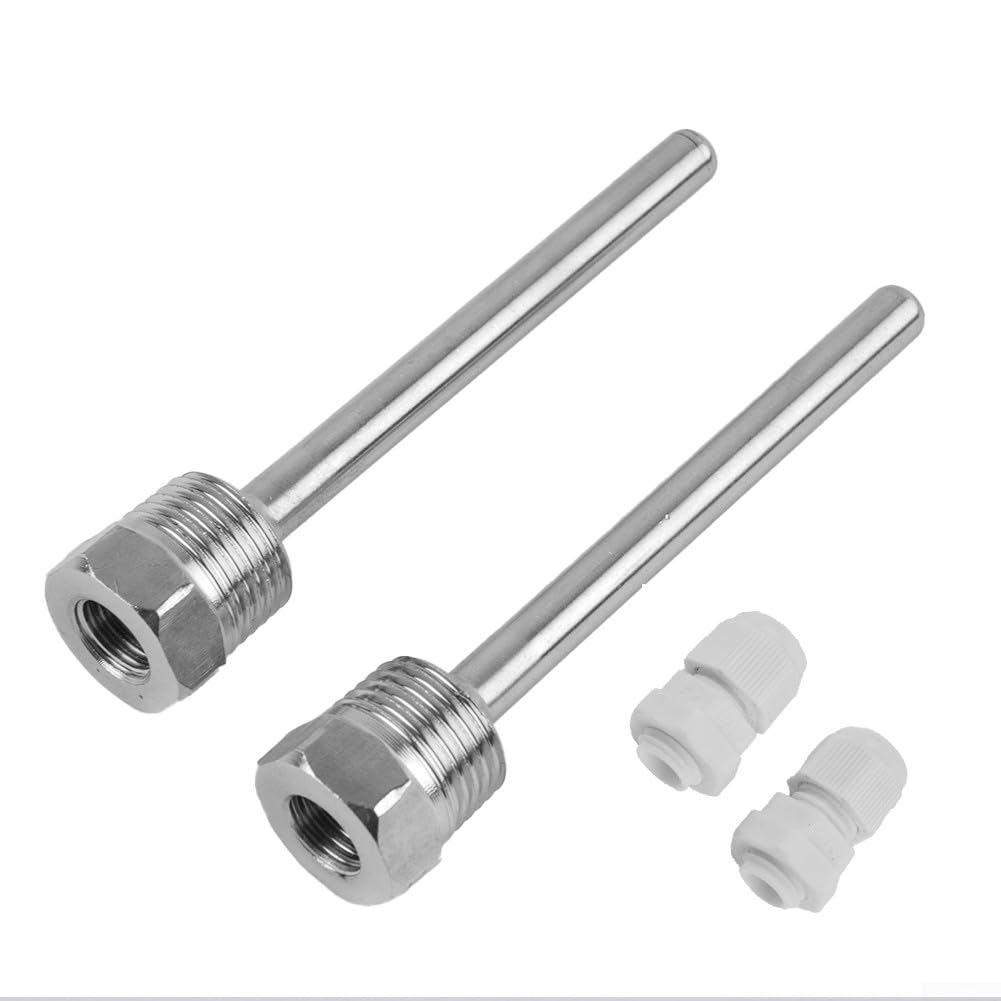 Produktbild von 2 Tauchhülsen G 1/2 Zoll – Edelstahl, PN40, Für Temperatursensoren, 8 X 150 Mm, Einschraubgewinde