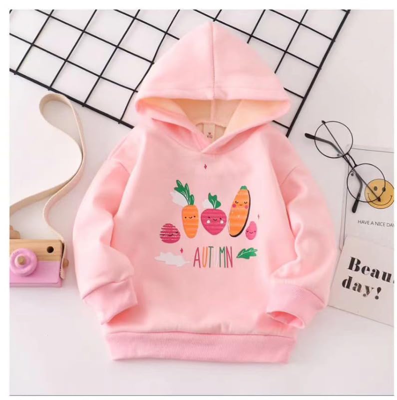Bold N Elegant Cute Rainbow Smile Print Kids Full Sleeve Warm Thick Fur Fleece Winter Tshirt Sweatshirt Hoodie for Infant Toddler Baby Boy & Girl (in, Age, 3 Years, 4 Years, Peach) - Image 2 thumbnail