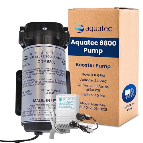 Aquatec 6800 RO Booster Pump Kit Includes 40 PSI Pressure Switch 120V Transformer Quiet Self-Priming Water Pressure Pump for Home Reverse Osmosis Systems 1/4-Inch QC Fittings Up to 50 GPD