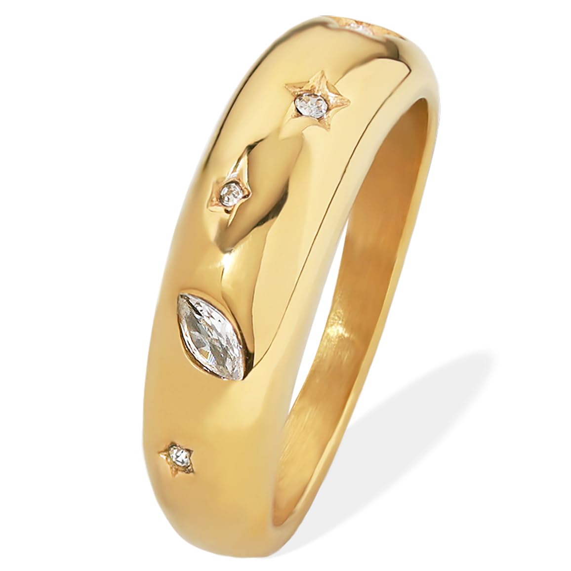 BENIQUE Chunky Gold Dome Rings for Women, Bold Wide Twist Stackable Statement, Non-Tarnish 18k Gold Plated Stainless Steel, Sizes 5-11