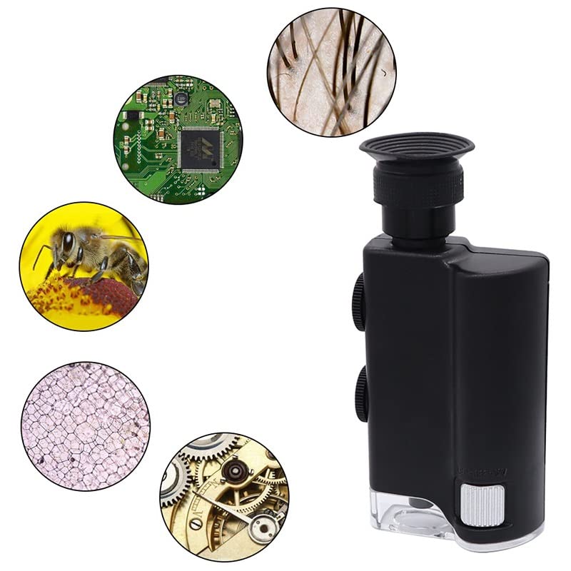 Microscope 60X-240X Portable Handheld Microscope, Light Zoom Pocket Microscope(60X to 100X)