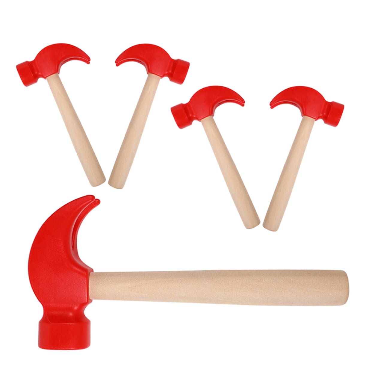 HOOTNEE 5pcs Wooden Hammer for Montessori Fine Motor Skill Development Safe Simulation Hammering Play Tools Enhances Hand Eye Coordination