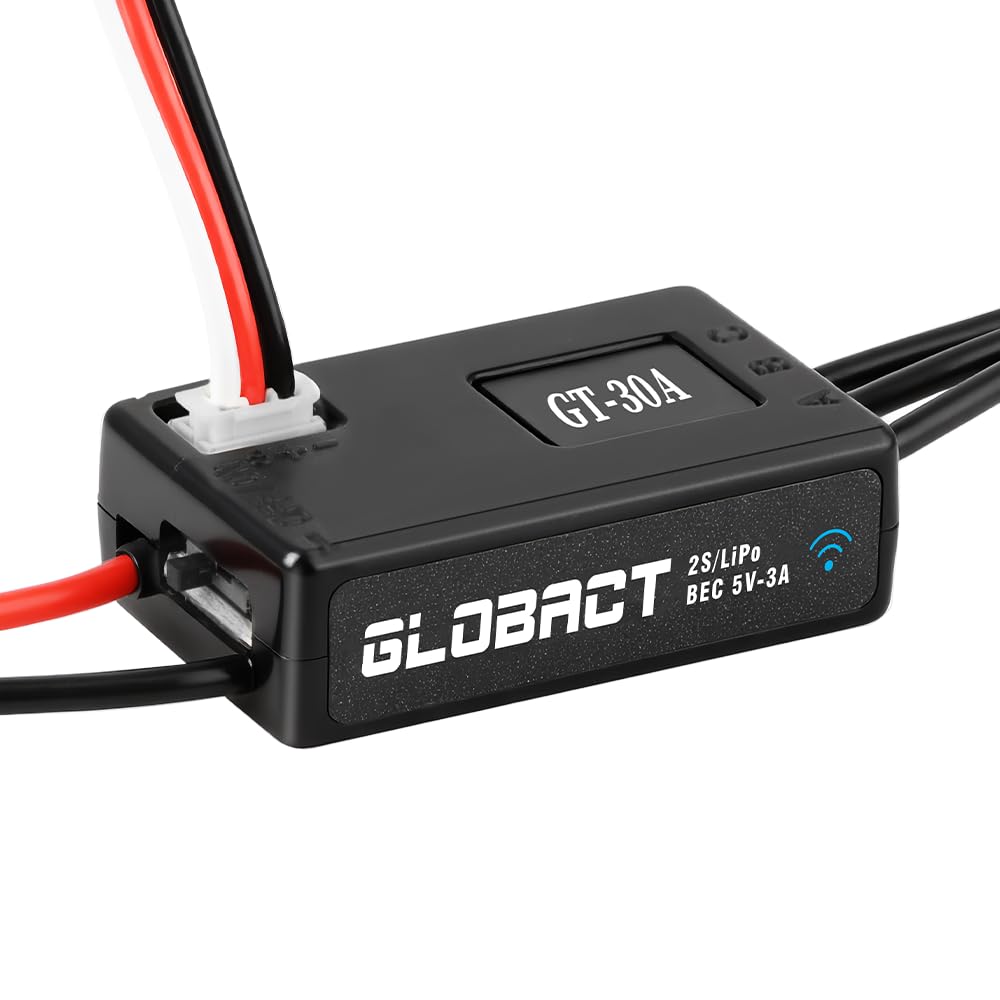 GLOBACT 30A Brushless Mini ESC 5V/3A BEC Output & Adjust Parameters via APP for 1/18 TRX4M FCX18 Ascent-18 1/24 SCX24 FCX24 RC Crawler Upgrade Parts