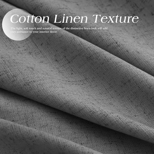 Image of Nanspring Blazer Grey Linen Curtains 90 Inches Length for Living Room Grommet Lightweight Light Filtering Faux Linen Sheer Drapes with Burlap Texture Modern Farmhouse Window Curtain for Bedroom 52X90