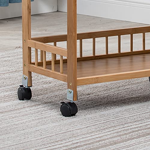 Akasping 3 Tier Bamboo Storage Cart Kitchen Removable Rolling Utility Cart Mobile Shelving Unit Organizer Storage Tower Rack Serving Cart For Kitchen Bathroom Laundry Narrow Places #TOP5