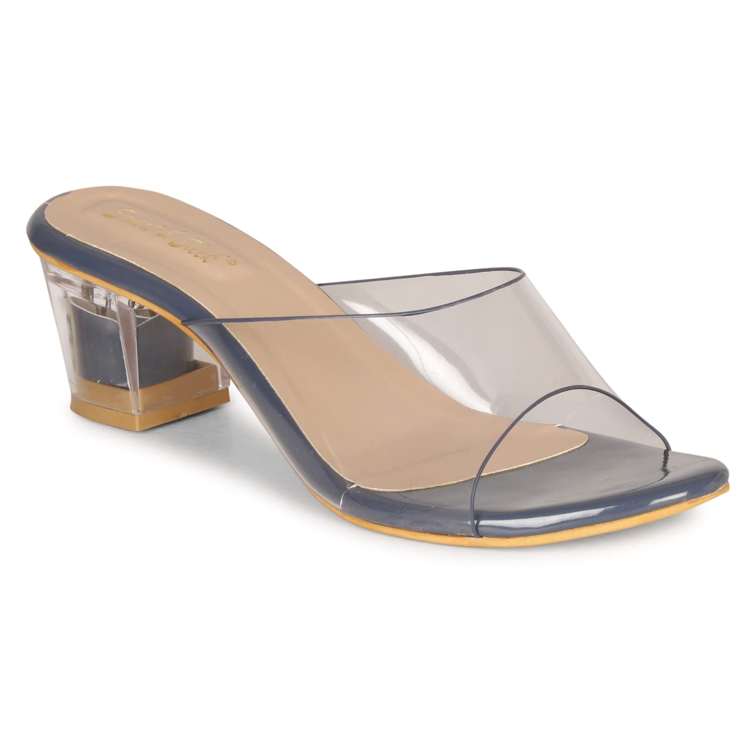 Smart & Sleek Women Transparent Block Heels Slip On Mules (NAVY BLUE, numeric_3) (B0BD1B9QKT) Amazon Price History, Amazon Price Tracker
