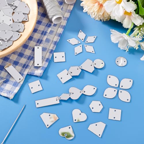 Cuentas de espejo acrílicas para coser PH PandaHall, mini mosaicos irregulares, 240 piezas 6