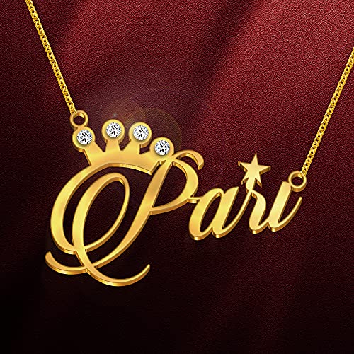 Image of Pari Cursive Gold & Silver Name Pendant Necklace, Best Jewelry Gift for Girls.