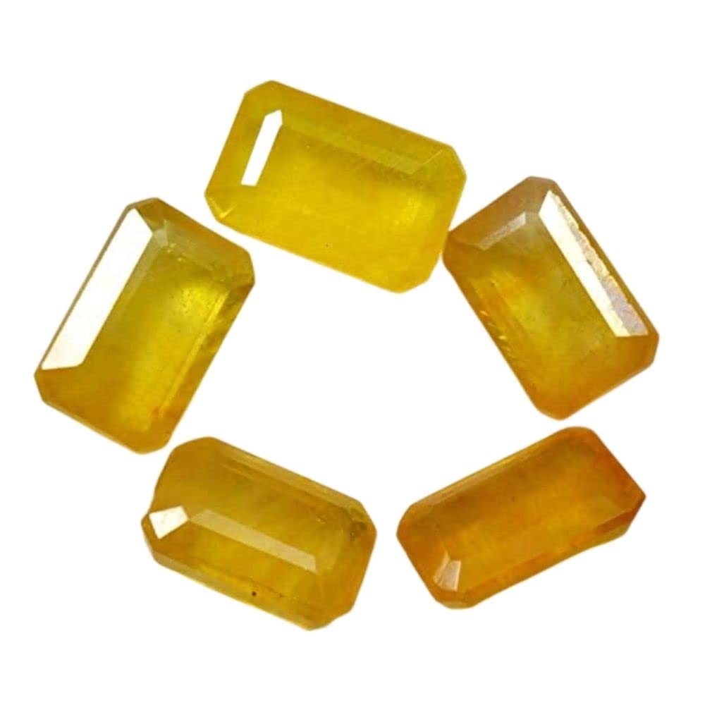 Natural Yellow Sapphire at Wholesale Lot (Rs 225/carat) Fine Quality Rectangle Shape पुखराज Loose Gemstone for Reselling Astrologers Jewellers Crystal Kanya Rashi Virgo Zodiac Sign-image-30