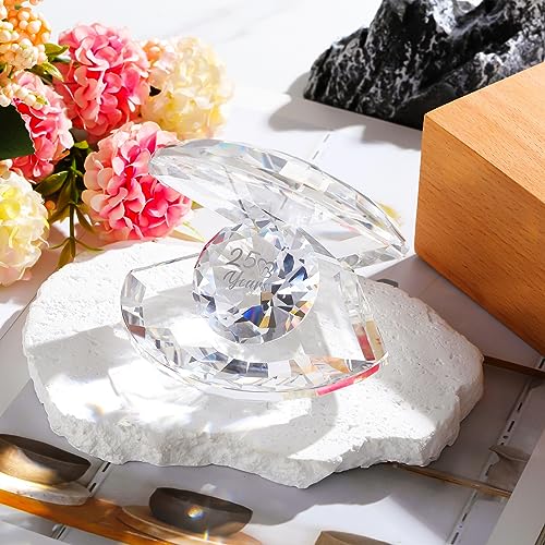 Movdyka Crystal Clear Shell for 25 Years Anniversary Romantic Gifts Ideas Silver 25th Anniversary Romantic Presents for Couple Wife 25 Years of Love Glass Keepsake Ornament - Image 2