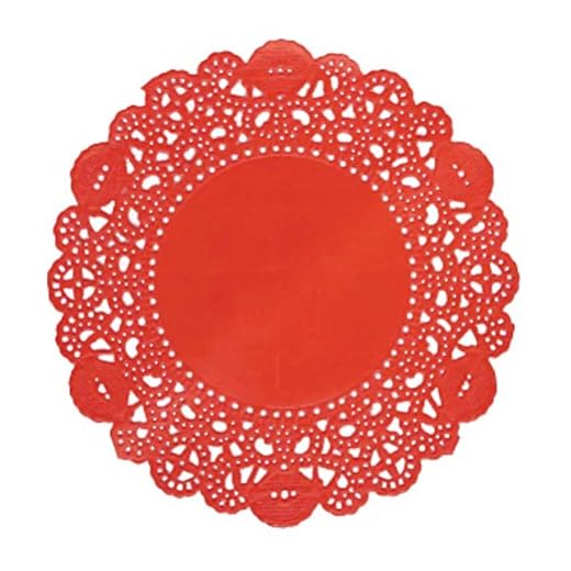 Doilykorea - Premium disposable Rectangular paper doilies 250sheets -Non-Dust, Clean Cut, Simple design - Lace Doily : Party/Wedding- Table ware (ROUND - 4", orange RED)