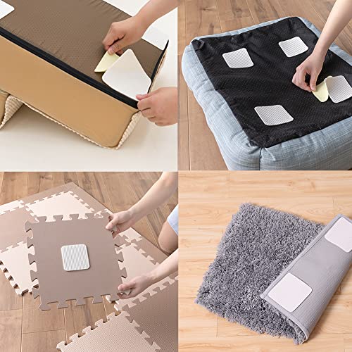 FuKuEn Teppich Antirutschunterlage Waschbar Teppichgreifer für Teppiche Vacuum Tech Teppichstopper Antirutschmatte für Hartholzböden rutschfest Teppichstopper 10cmx10cm 8 Stück