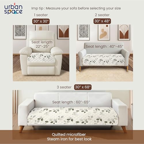Image of Urban Space 3 Seater Quilted Sofa Cover mat, Non-Slip Sofa Protector, Easy Care & Machine Washable Cover, Sofa Seat Runner for Couch for Living Space (3 Seater - Tea Leaves)