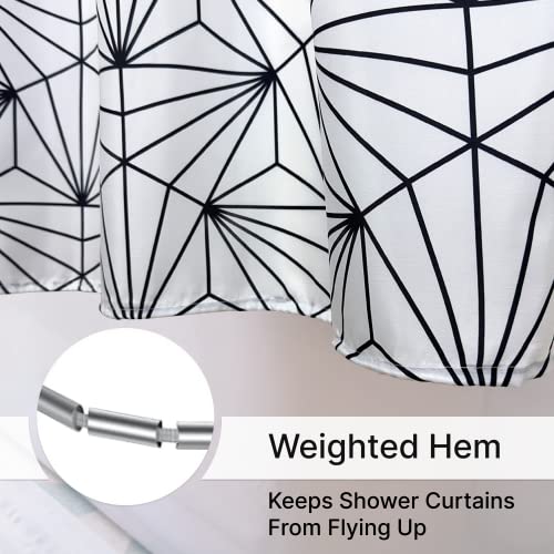 Prize Ultra Black And White Shower Curtains For Bathroom, White Shower Curtain Boho, Modern Shower Curtains - 72X72 Waterproof Fabric Shower Curtain, White And Black Shower Curtain Liner Set 12 Hooks #TOP4