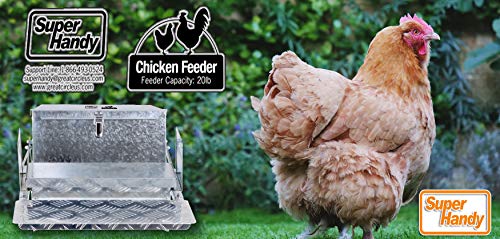 Superhandy Chicken Feeder Automatic 20Lbs (9Kg) Capacity Trough Feeds 6-12 Poultry/Fowl Up To 10 Days Keeps Dry With Spill Proof Galvanized Steel Bird Prevention For Chickens, Pheasants, Or Roosters #TOP7