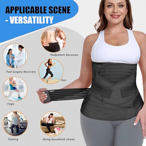 Image of 3-in-1 Postpartum Belt After Delivery - Abdominal Belt for Women Tummy Control | Pregnancy Belts After Delivery | Maternity Belt After C-Section | Abdominal Binder for Post Pregnancy Recovery (Universal) (Black)
