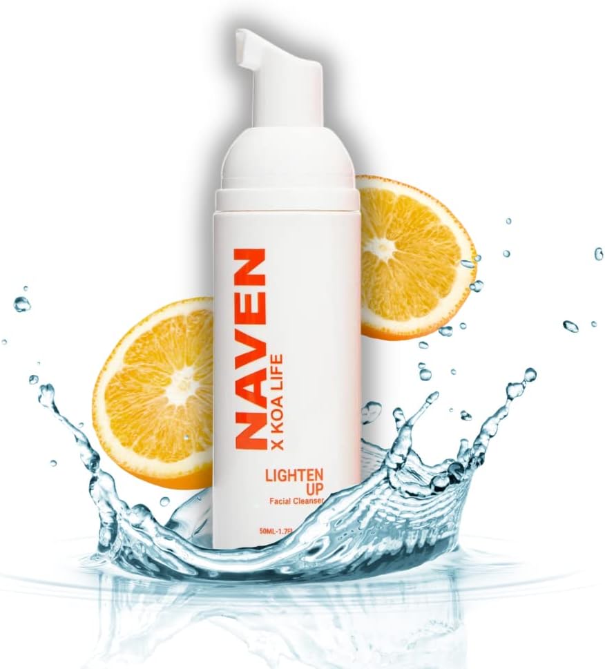 X NAVEN Lighten Up - Anti-Blemish Facial Foam Cleanser, Purifies Skin, Vitamin C, Organic, Natural Ingredients - 1.7 Fl Oz