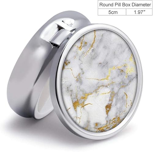 Miniatura 3 de Pastillero de mármol dorado, pequeño estuche para píldoras para bolso y bolsillo, lindo organizador de medicamentos, pastillero de viaje, soporte