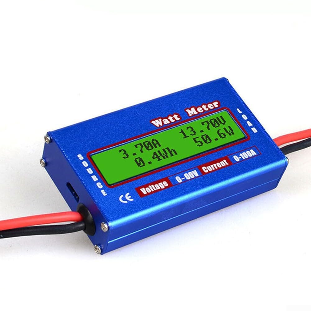 Analyseur de batterie CC 60 V 100 A Wattmètre testeur de tension en métal pour panneau solaire et circuit RC Mesure de performance avec courant et suivi Faible résistance Bleu